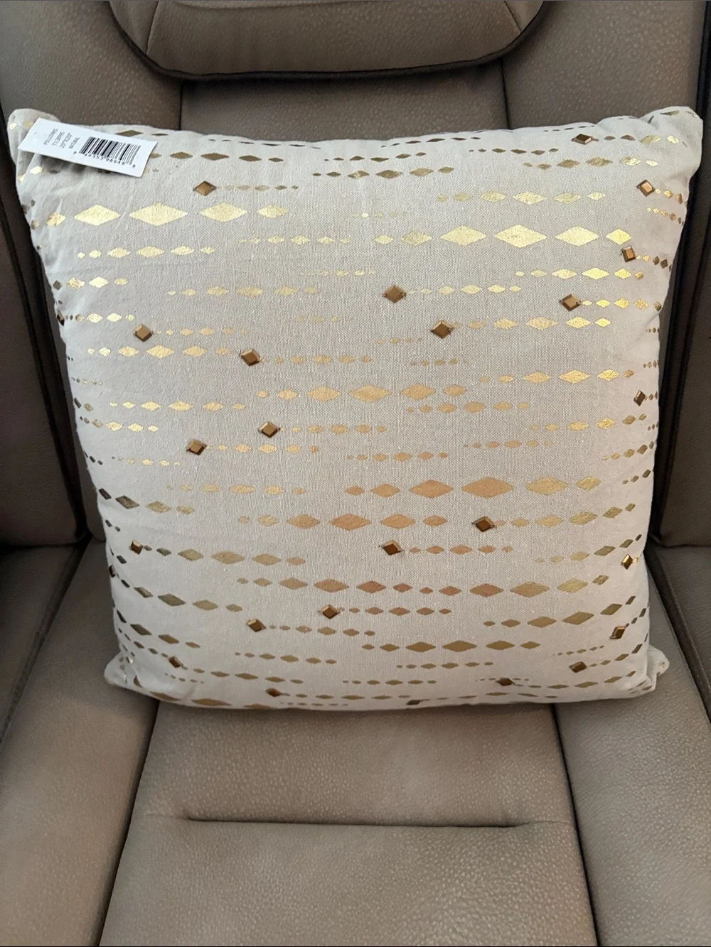 Target Cream Throw Pillow with Gold Foil Diamond Accents